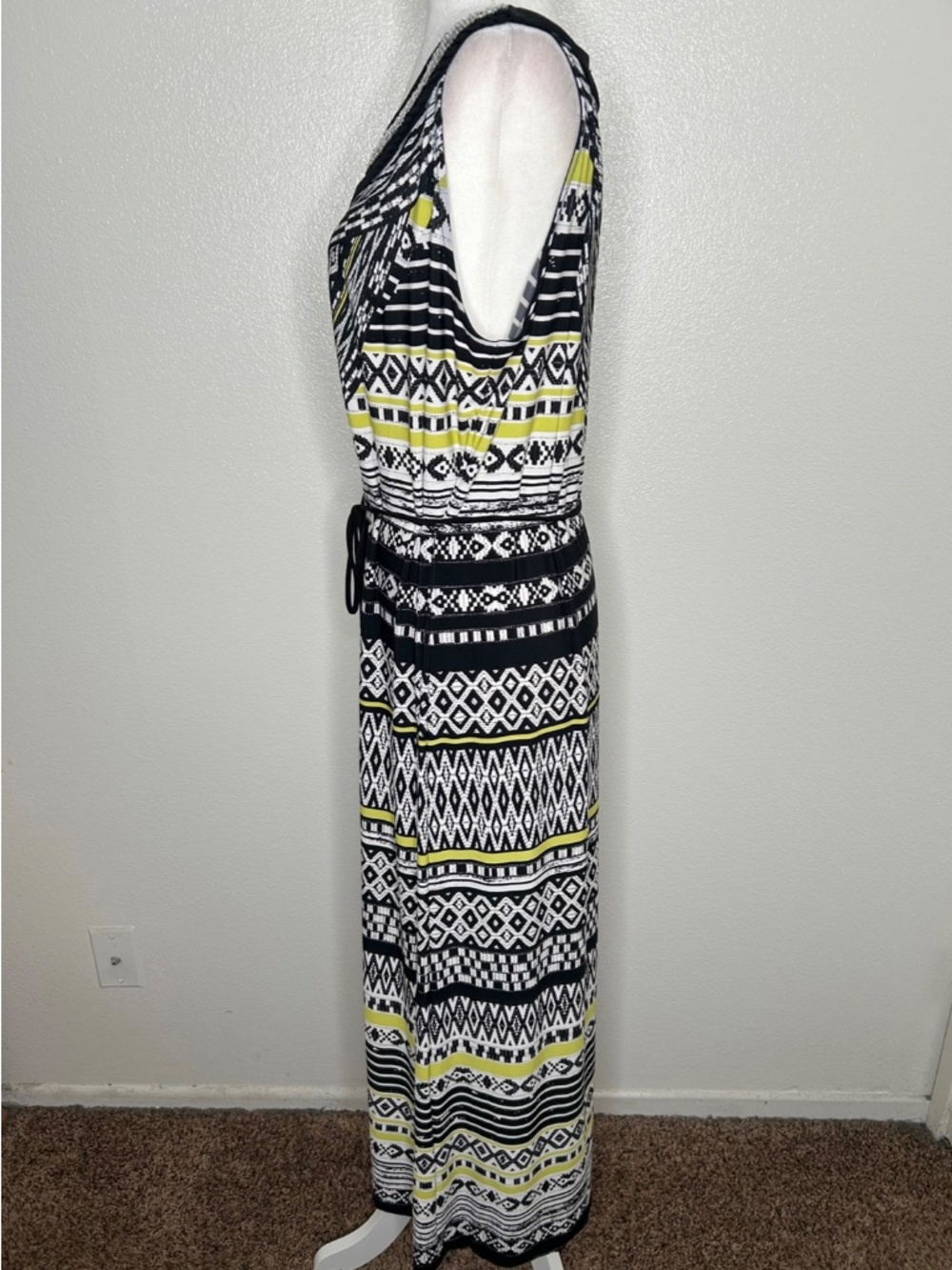 Catherines Womens Black & White Patterned Sleeveless Jersey Maxi Dress Size 1X - Picture 5 of 9